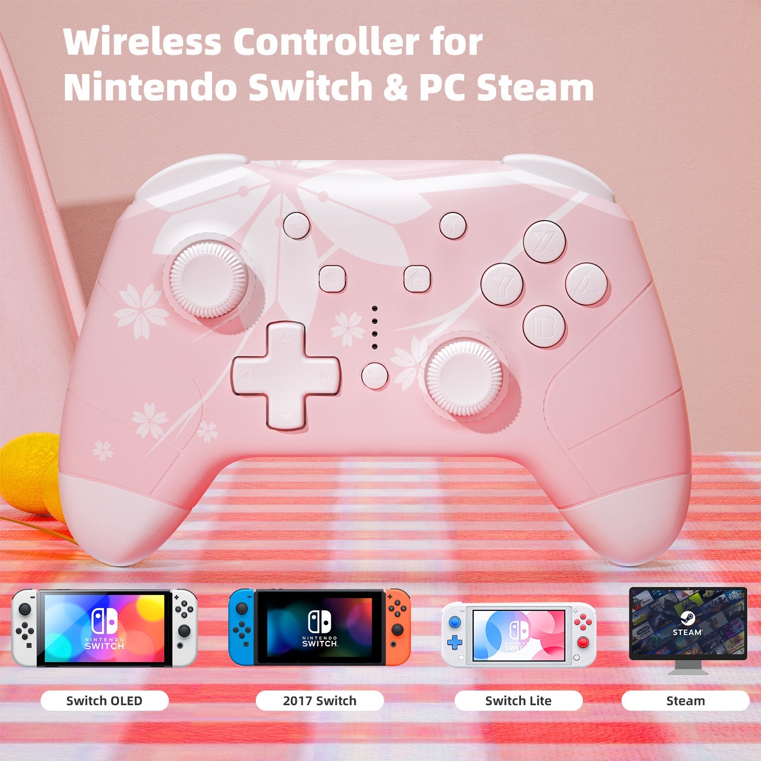Mytrix Sakura Pink Cherry Wireless Switch Pro Controller for Nintendo Switch, the Newest Switch OLED, and Switch Lite Mytrix Sakura Pink Cherry Wireless Switch Pro Controller for Nintendo Switch, the Newest Switch OLED, and Switch Lite